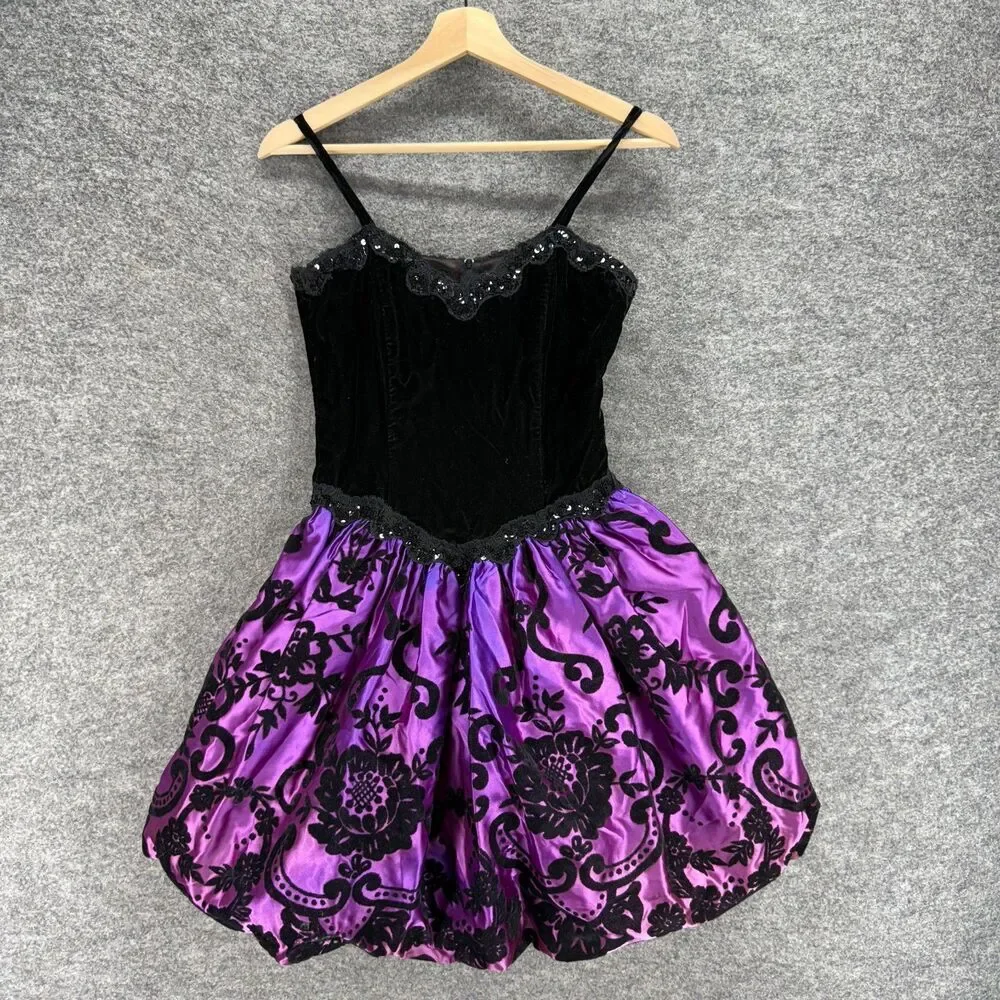 Jessica Clintock Dress Girls 5/6 Black Floral Sheath Short Zipper Sleeveless
